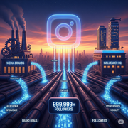 A striking, thought-provoking image depicting a bustling, vibrant cityscape at dusk. The overall impression is one of a complex, interconnected system driven by ambition and digital currency.